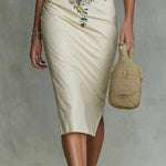 Women's floral print mid-sleeve slit dress