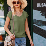 Zeagoo Women's V-Neck Short Sleeve T-Shirt with Pocket Top (DE Only)
