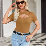 Zeagoo Womens Short Sleeve T Shirts 2024 Summer Casual Knit Slim Fit Trendy Basic Cute Sweater Tops
