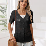 Zeagoo Women's Short Sleeve Cardigan V-Neck Button up Sweater