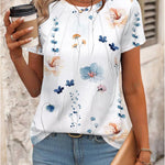Zeagoo Womens Short Sleeve Tunic Shirts Floral Print Tops