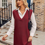 Zeagoo Women's Oversized Sweater Vest Dress V Neck Knit Pullover