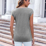 Zeagoo Womens Cap Sleeve V Neck T Shirts with Pocket