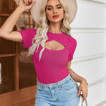 Zeagoo Womens Short Sleeve T Shirts 2024 Summer Casual Knit Slim Fit Trendy Basic Cute Sweater Tops