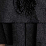Batwing Sleeves Loose Asymmetric Flower Shape Gauze Jacquard Pleated Solid Color Split-Joint Round-Neck Midi Dresses