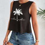 Zeagoo Women's Summer Crop Tank Tops 2024 Casual Crewneck Cropped Tops Graphic Loose Fit Sleeveless Shirts