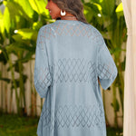 Zeagoo Womens 2024 Lightweight Crochet Cardigan Sweaters Open Front 3/4 Sleeve Knit Kimono Summer Boho Cover Up