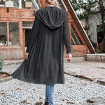 Hooded Long Cardigans Maxi Cardigan with Hood Open Front Lightweight Duster Coat with Pocket - Zeagoo (Us Only)