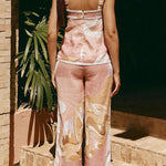 European Summer Linen Blend Ric Rac Trims High Rise Pocket Loose Pants