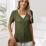 Zeagoo Women's Short Sleeve Cardigan V-Neck Button up Sweater