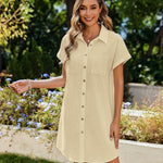 Zeagoo Womens Button Down Shirt Dress Cotton Linen Dress