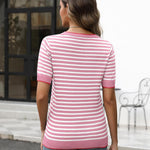 Zeagoo Womens Casual Short Sleeve Striped Sweater Shirt