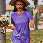 Zeagoo Womens Short Sleeve Tunic Shirts Floral Print Tops