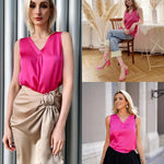 Zeagoo Women's Satin Tank Top Sleeveless Blouse (DE Only)