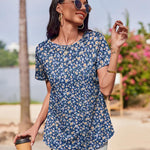 Zeagoo Womens Short Sleeve Tunic Shirts Floral Print Tops