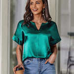 Satin Silk Blouse Tops - Zeagoo (Us Only)