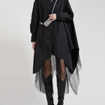 Urban Loose Split-Joint Lapel Long Sleeves Midi Dress