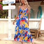 Zeagoo Womens Maxi Dress Spaghetti Strap Casual Printed Dress