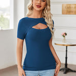 Zeagoo Womens Short Sleeve T Shirts 2024 Summer Casual Knit Slim Fit Trendy Basic Cute Sweater Tops