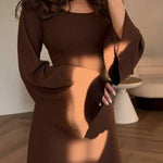 Elegant Tie-waist Knitted Dress