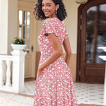 Zeagoo Womens Casual Swing Floral Ruffle Short Sleeve Sundresses