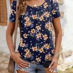 Zeagoo Women's Summer Elegant Crew Neck Floral Shirt (DE Only)