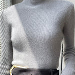 Casual Skinny Long Sleeves Solid Color Half Turtleneck Sweater Tops