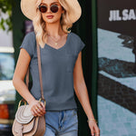 Zeagoo Women's V-Neck Short Sleeve T-Shirt with Pocket Top (DE Only)
