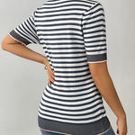 Zeagoo Womens Casual Short Sleeve Striped Sweater Shirt