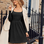 Zeagoo Womens Casual Sweater Dress Square Neck Knit Long Sleeve Dress