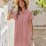 Zeagoo Womens Button Down Shirt Dress Cotton Linen Dress