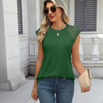 Zeagoo Women's Lace Cap Sleeve Tops Pleated Tank Tops