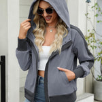 Zeagoo Womens Corduroy Knit Hoodies Zip Up Shirt Jacket