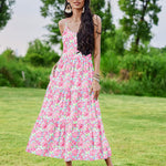 Zeagoo Womens Long Dress Adjustable Strap Floral Casual Dress