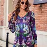 Zeagoo Women'S Puff Long Sleeve Shirts Pleated V Neck Tunic Tops