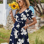Zeagoo Womens Casual Swing Floral Ruffle Short Sleeve Sundresses