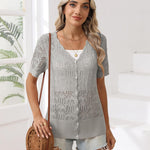 Zeagoo Women's Short Sleeve Cardigan V-Neck Button up Sweater