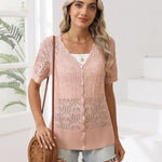 Zeagoo Women's Short Sleeve Cardigan V-Neck Button up Sweater