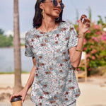 Zeagoo Womens Short Sleeve Tunic Shirts Floral Print Tops