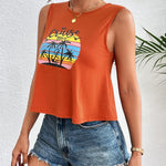 Zeagoo Women's Summer Crop Tank Tops 2024 Casual Crewneck Cropped Tops Graphic Loose Fit Sleeveless Shirts
