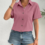 Zeagoo Womens Button Down Linen Shirt Short Sleeve Cotton Blouse