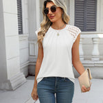 Zeagoo Women's Lace Cap Sleeve Tops Pleated Tank Tops