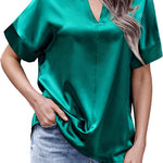 Satin Silk Blouse Tops - Zeagoo (Us Only)