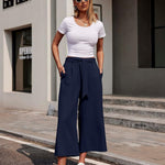 Zeagoo Women's Trousers Casual Wide Straight Cut Suit Trousers (DE Only)