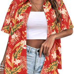 Zeagoo Womens Hawaiian Button Down Shirts Casual Floral Tropical Shirt