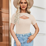 Zeagoo Womens Short Sleeve T Shirts 2024 Summer Casual Knit Slim Fit Trendy Basic Cute Sweater Tops