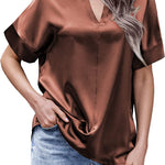 Satin Silk Blouse Tops - Zeagoo (Us Only)