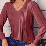 Zeagoo Women'S Puff Long Sleeve Shirts Pleated V Neck Tunic Tops