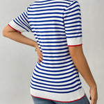Zeagoo Womens Casual Short Sleeve Striped Sweater Shirt