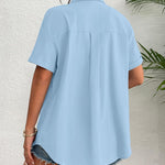 Zeagoo Womens Button Down Linen Shirt Short Sleeve Cotton Blouse